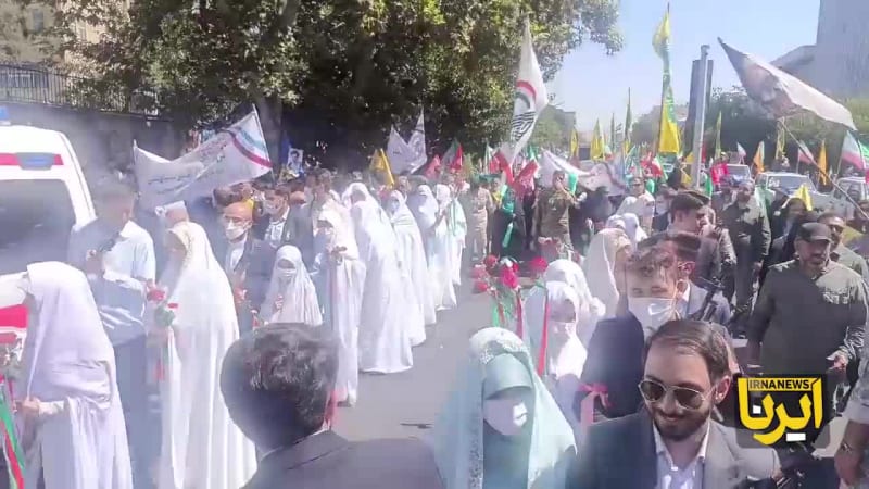 حضور کاروان زوج‌های جانفدای ایران در خیابان انقلاب تقاطع وصال